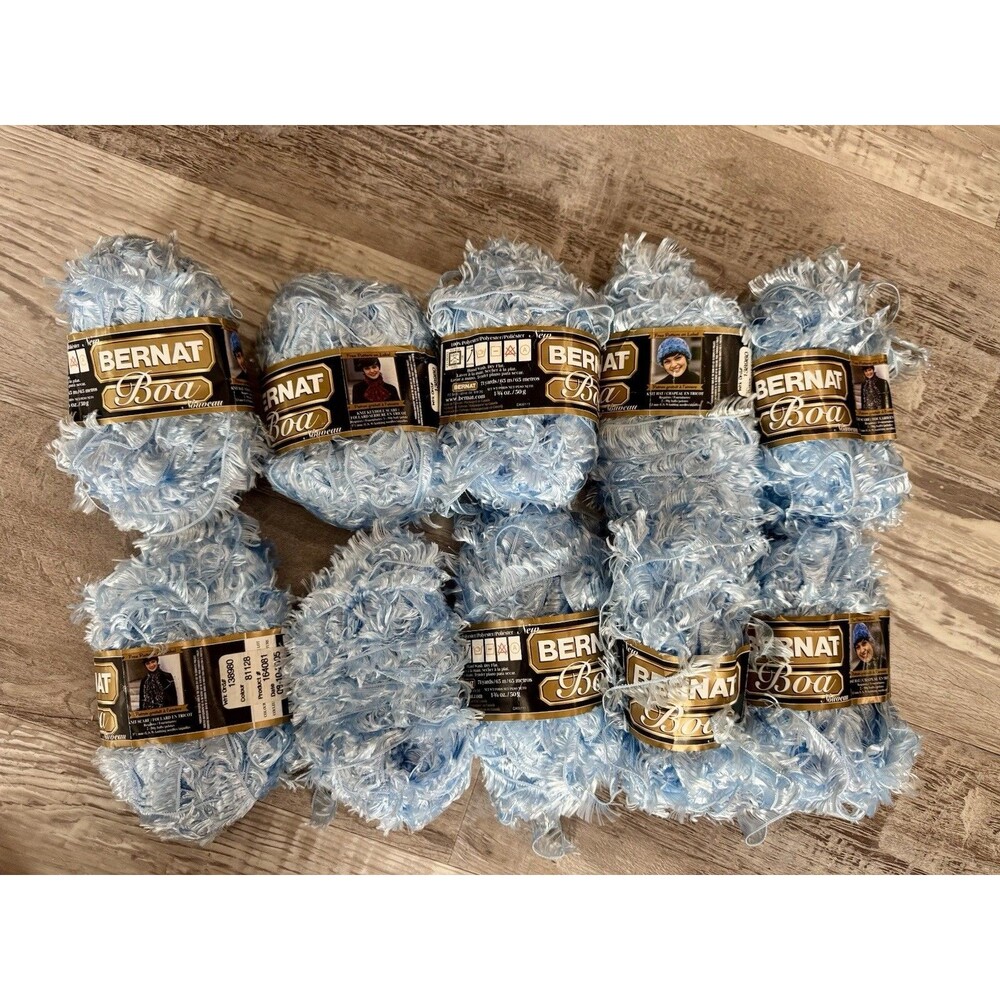 Bernat Boa Eyelash Yarn In Baby Jay Blue Lot Of 10 Skeins